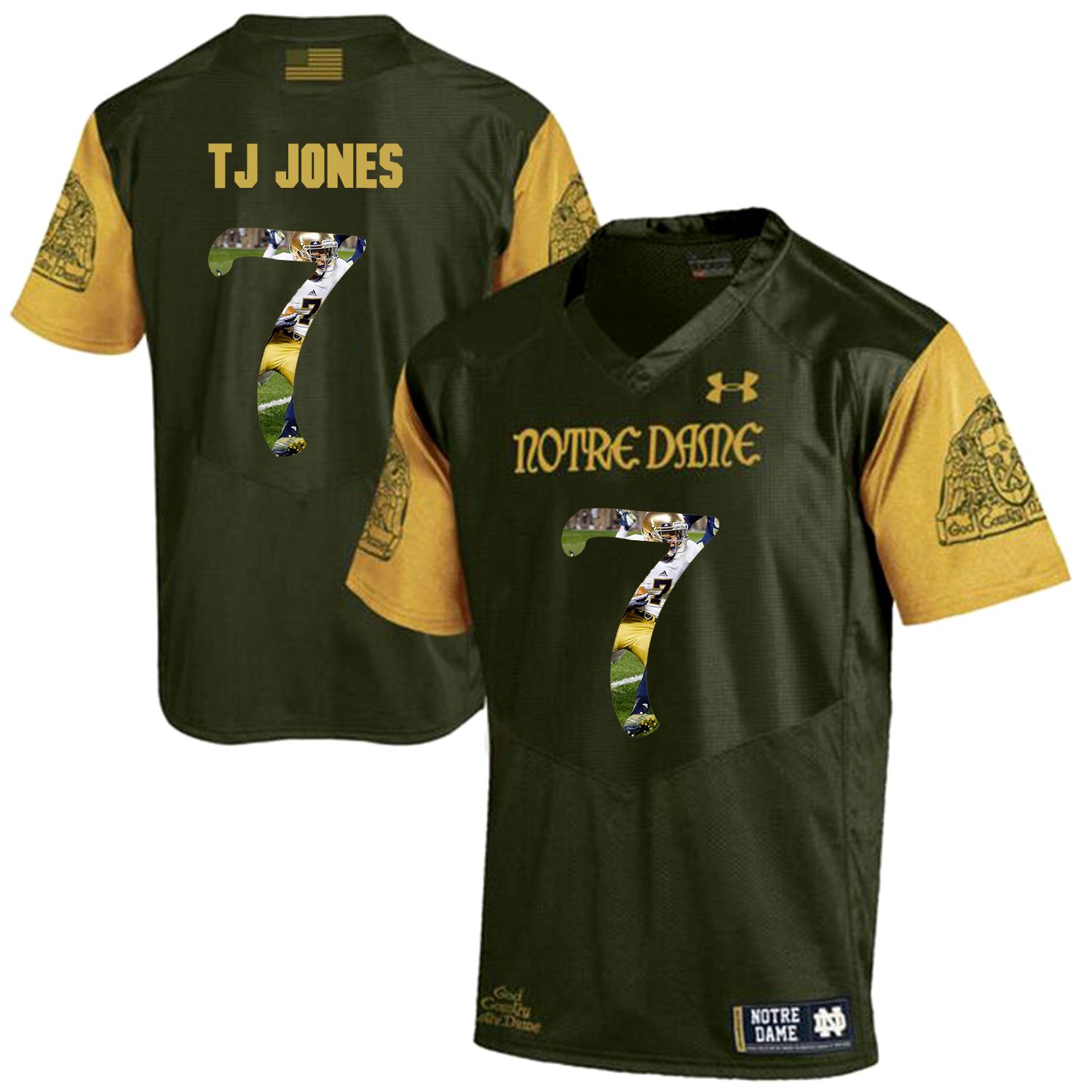 Men Norte Dame Fighting Irish 7 Tj Jones Green Fashion Edition Customized NCAA Jerseys